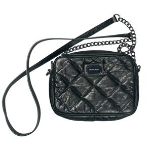 Michael Kors Jet Set Mini Quilted Leather Crossbody Bag Purse Handbag Dark Grey